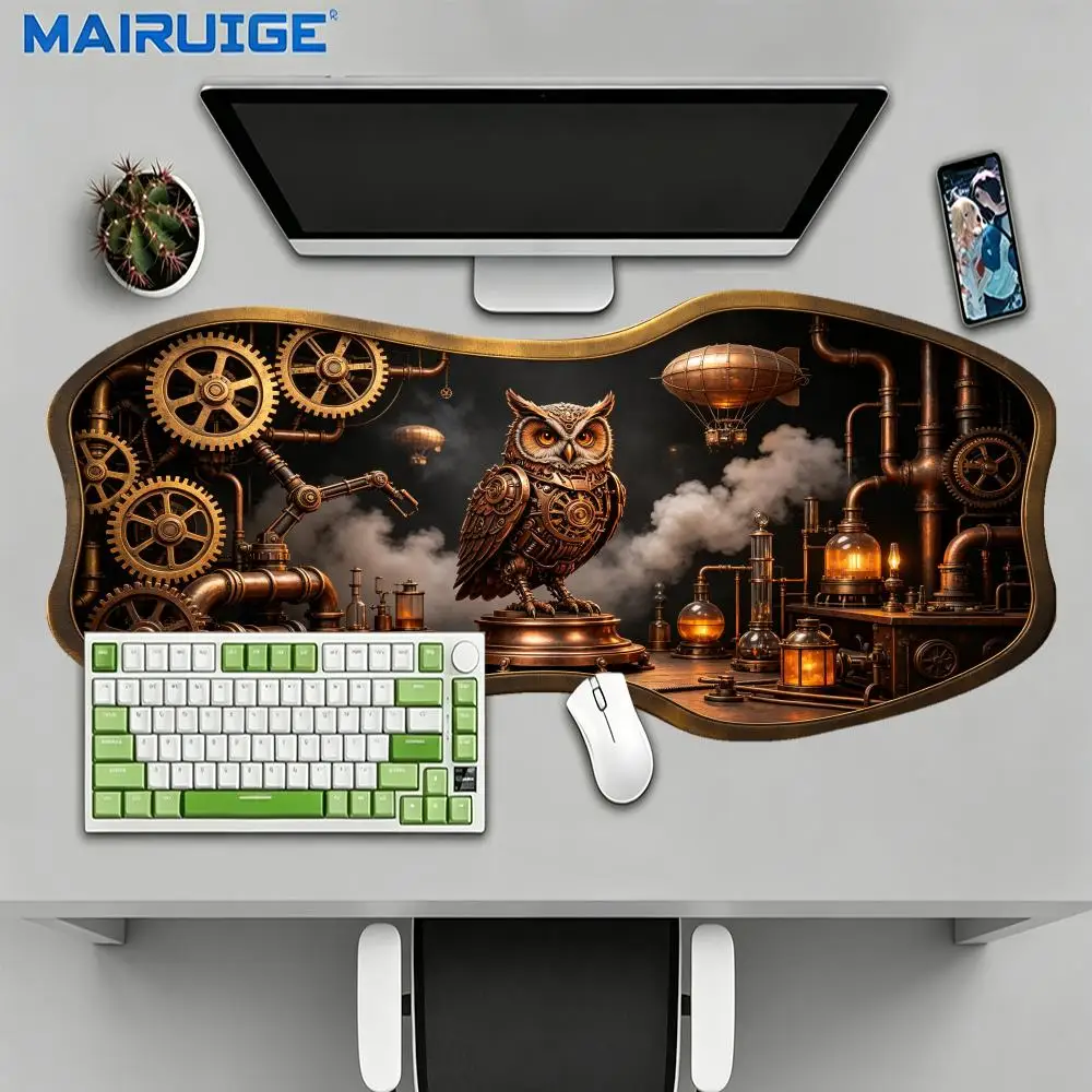 Steampunk Owl Gear Mousepad Smooth Glide Creative Special Shaped For Vintage Desk Decor Office Use