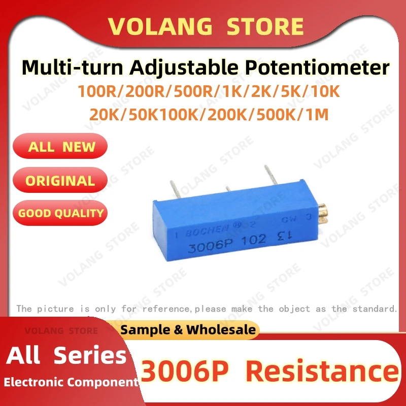 20개 3006P 정밀 다회전 조절 가능 전위차계 1K 2K 202 5K 10K 20K 50K 503 100K 104 200K 500K 100R 200R 옴 저항기