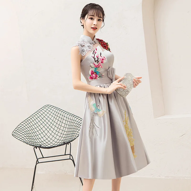 

Ele Chinese Sle Maidsmaid Dr New Faionable Long Evening Gown for Women Par Wedding Banquet Celebration