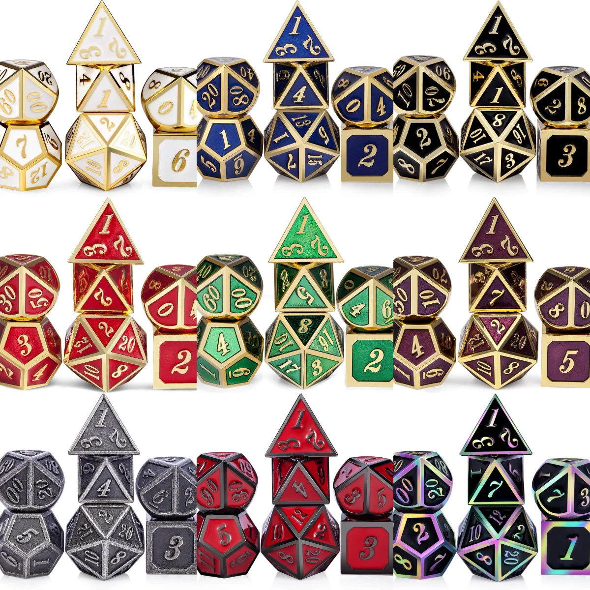 Solidne metalowe kostki 7-częściowy zestaw Cthulhu wielokątne kostki RPG gra planszowa Pathfinder metalowe kostki odgrywanie ról gra planszowa D20D12D10D8 D6