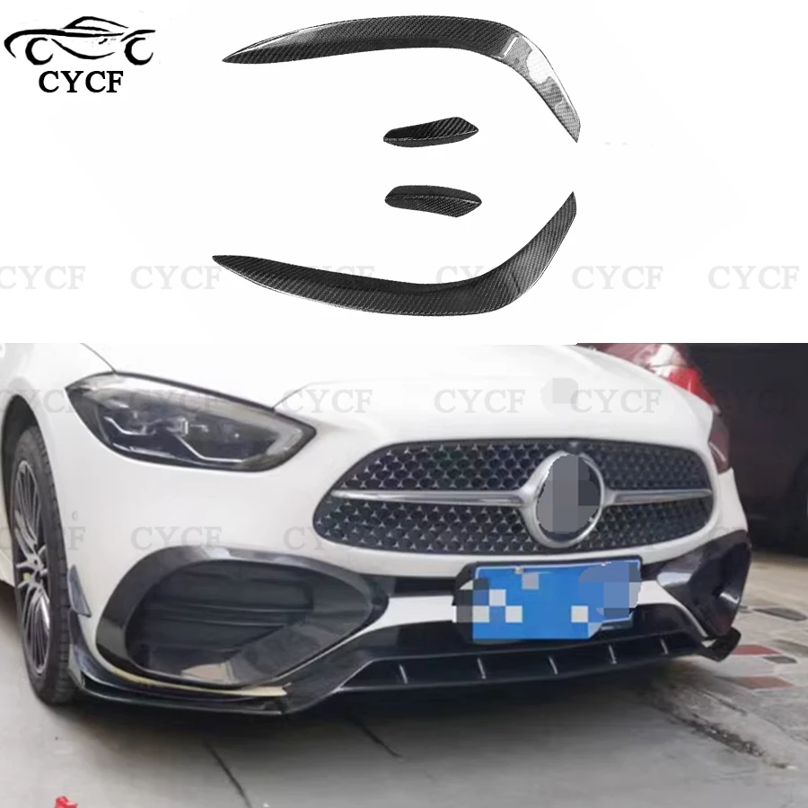 Carbon fiber front bumper separator decorative wind knife For Mercedes Benz C Class W206 2022+ models installed auto accesso