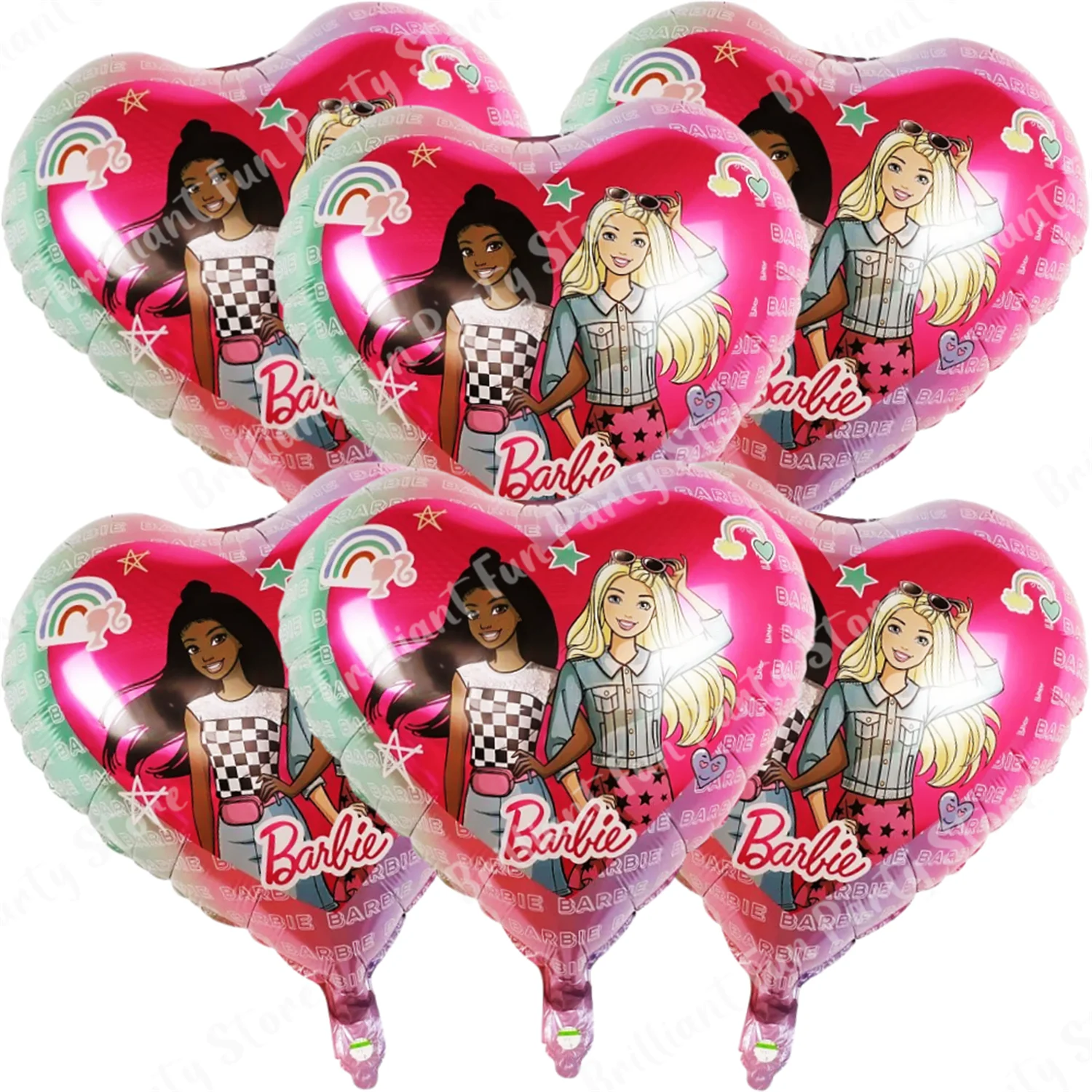 6Pcs Barbie Party Balloons 18 Inch Pink Princess Foil Balloon set Baby Shower Birthday Party Decorations Kids Girls Toy Gifts