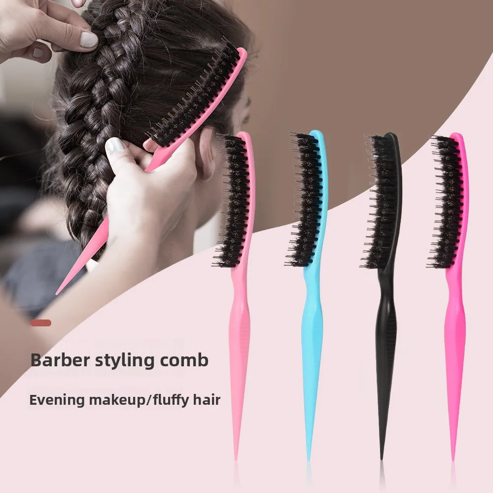 

Hair Comb Hairs Fluffy Three Rows Boar Bristle Combs Hairdressing Back Teasing Brushes Hairdressing Styling Tools