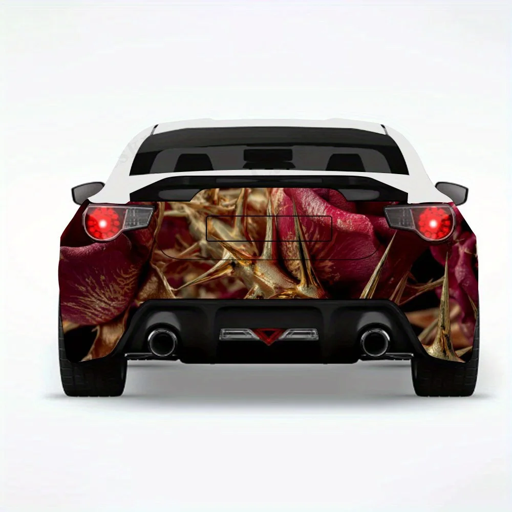 

Red Rose and Golden Thorn,Vinyl Decal for Car Rear, Waterproof Self-Adhesive Vinyl Stickers for Vehicle Tail and Bumper, Decorat