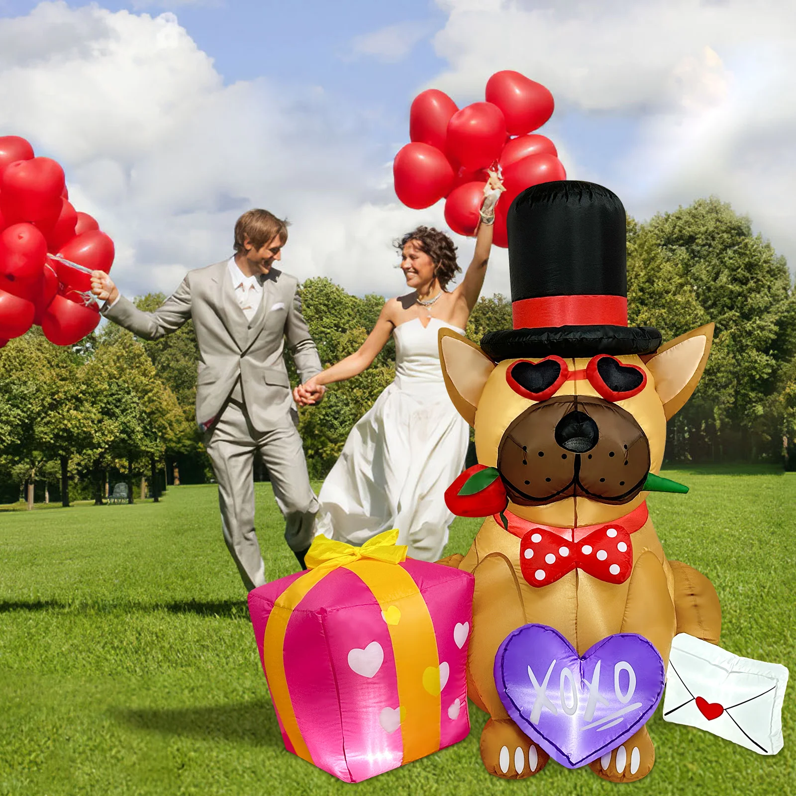 

5 футов надувные светодиодные фонари на День святого Валентина, уличные украшения, милый щенок на день Святого Валентина, надувные встроенные светодиодные фонари, милый подарок на день Святого Валентина