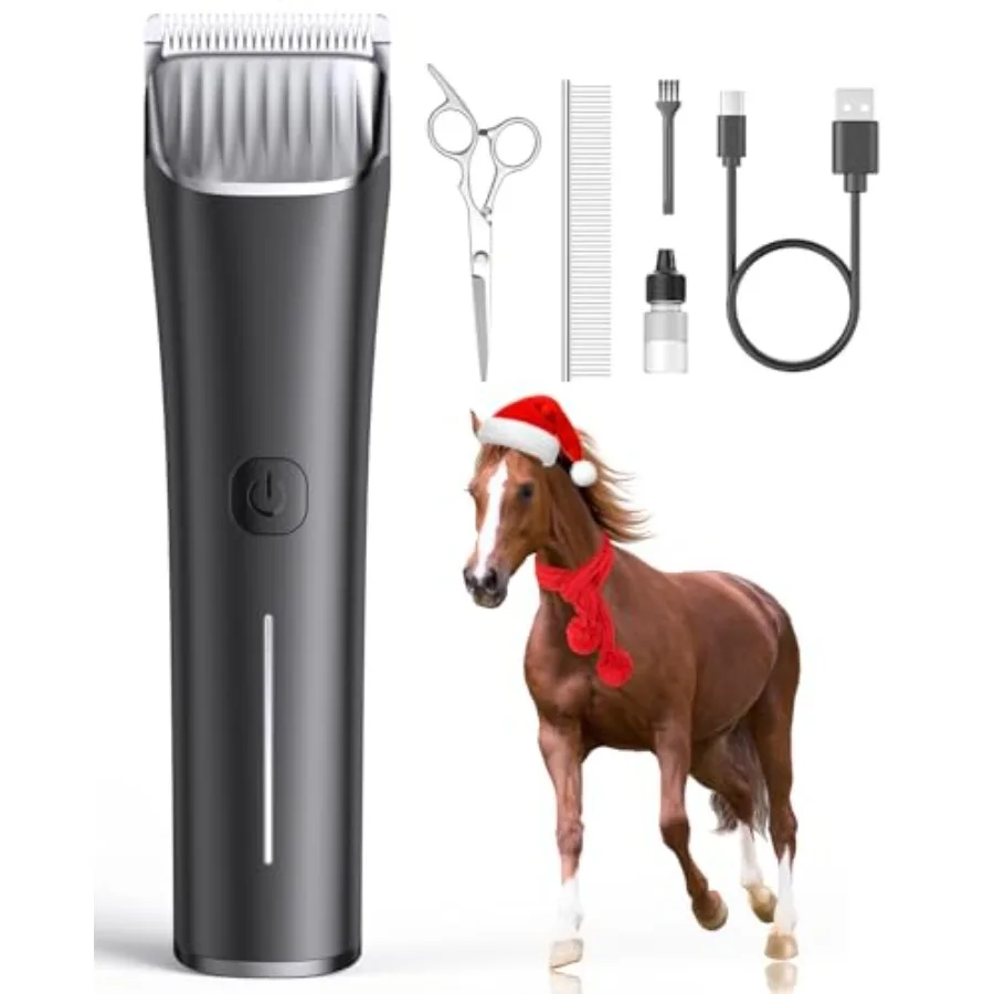 

Horse Clippers Low Noise Cordless Grooming Trimmer Kit for Matted Long Hair 2 Speed Electric Shaver for Horses Stainle