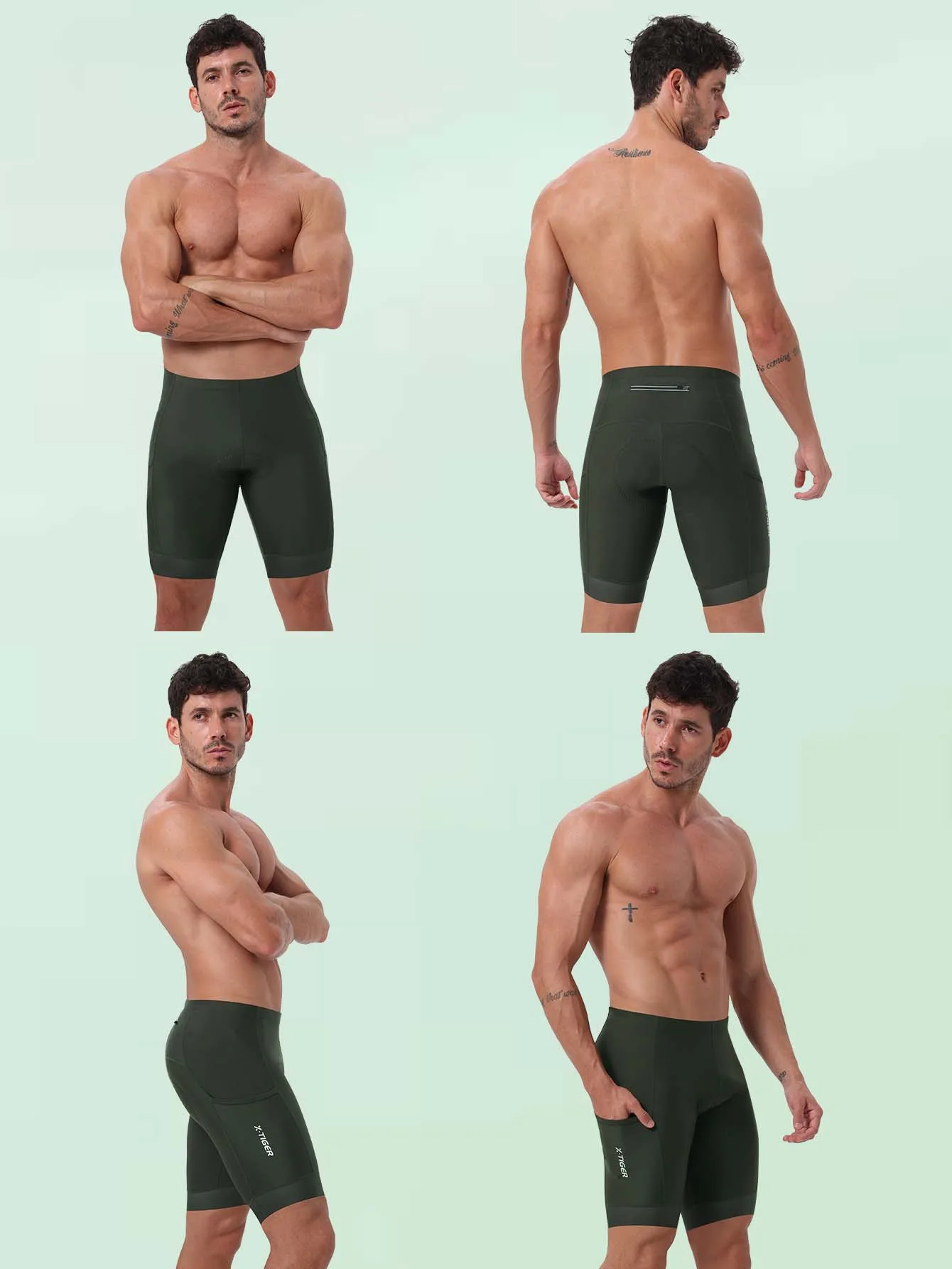 X-TIGER Fietsshorts voor heren, 5D gewatteerde, ademende