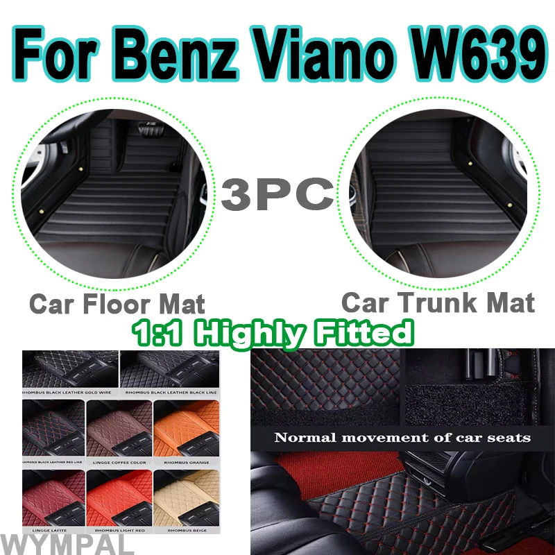 

Luxury Custom Car Floor Mats For Mercedes Benz Viano W639 2006 2007 2008 2009 2010 Auto Foot Pads Carpet Cover Interior full mat