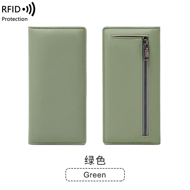 Western RFID Blocking PU Leather Zipper Long Women Wallet Fashion Large Capacity Multi-card Slot Purse for Ladies