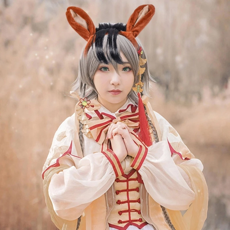 

652F Horse Costume Set Horse Tail Horse Ear Headband Halloween Horse Cosplay Accessory for Kid Addult Masquerade Christmas
