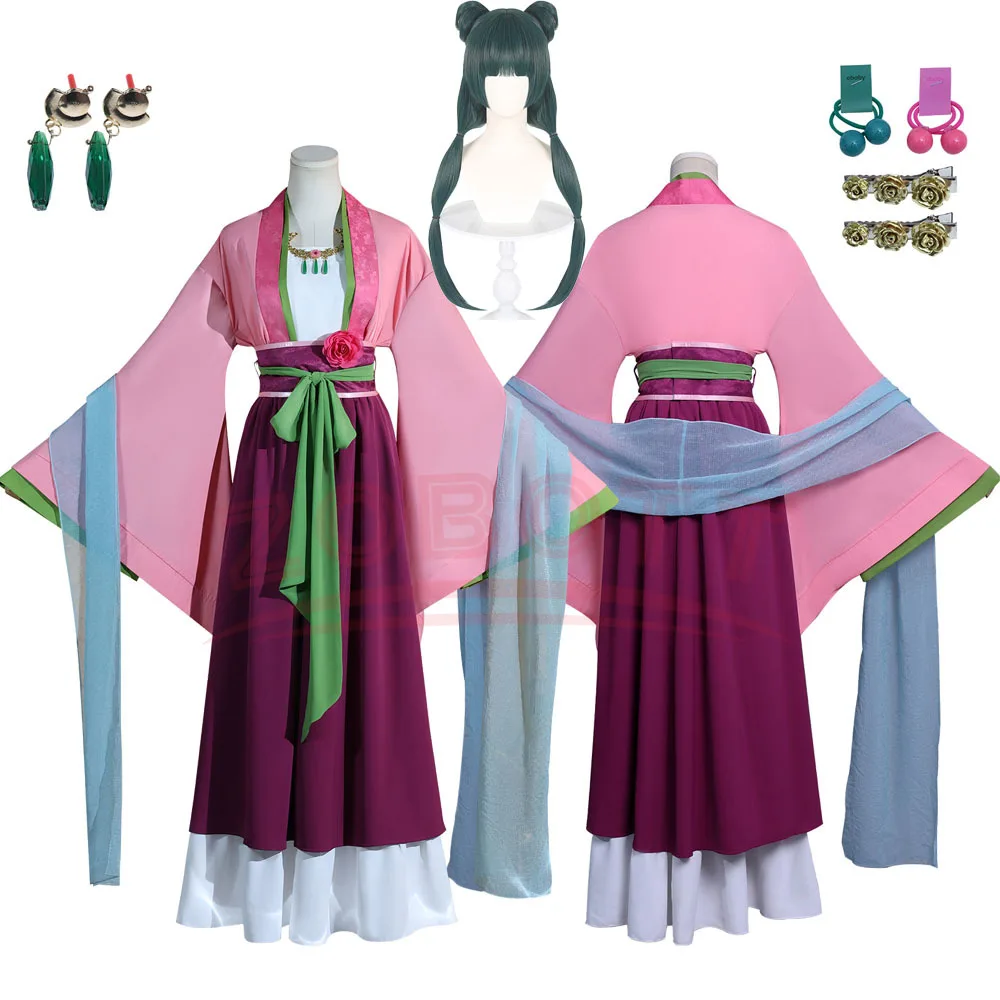 

Maomao Cosplay Costume Wig Anime The Apothecary Diaries Pink Dress Halloween Party for Women Maomao Dress Kusuriya No Hitorigoto