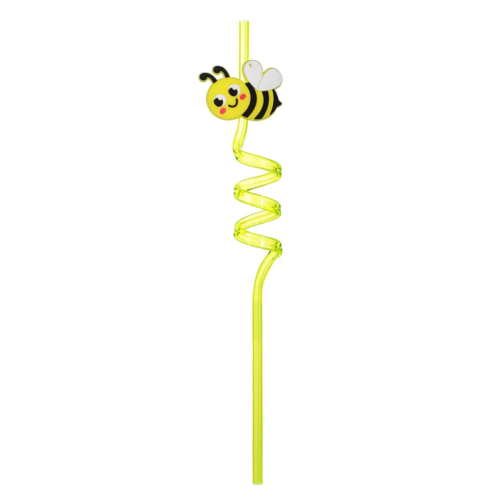 Bee Party Favors 8pcs Bee Drinking Straws Kids Bee Birthday Party Supplies Reusable Daisy Honey Plastic Straws Girl Goodie Gifts