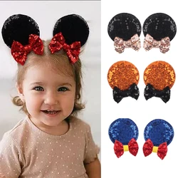 2024 Cute Disney Mouse Ears Hair Clips For Girls Festival Party Sequin Bows Barrette Glitter Hairpins DIY Hair Accessories