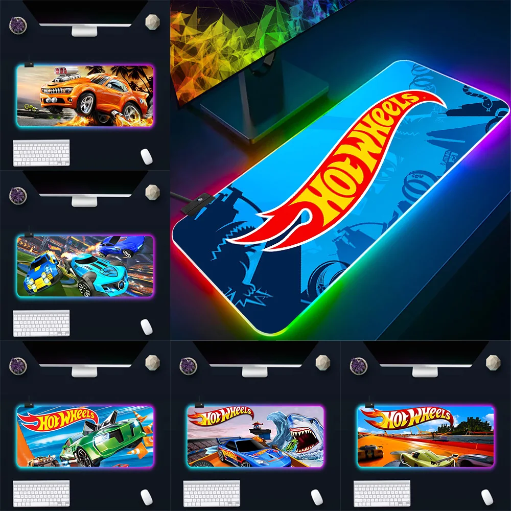 

Original Hot Wheels RGB Pc Gamer Keyboard Mouse Pad Mousepad LED Glowing Mouse Mats Rubber Gaming Computer Mausepad