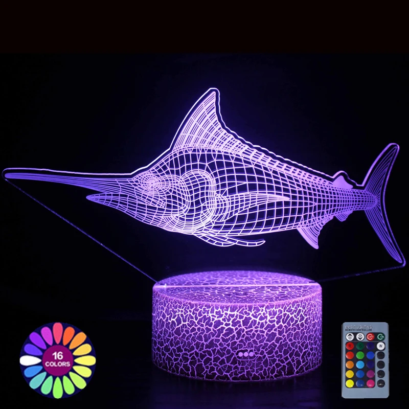 3d Illusion Lamp Ocean Collection Salamander Led Nightlights Kids Room Decor Color Changing USB Battery Powered Night Light Gift