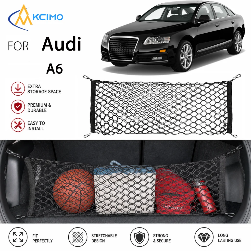 For Audi A6 Premium High-Quality Rear Trunk Elastic Cargo Fixing Net Pocket, Vehicle Rear Compartment Organizer Accessories