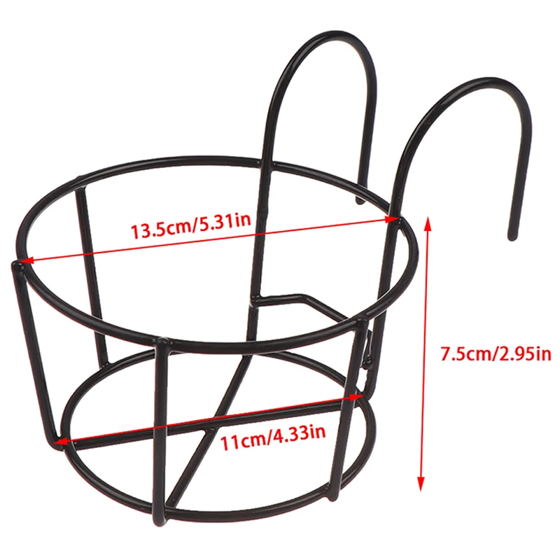 Garden Hanging Plant Iron Racks Balcony Round Flower Pot Rack Railing Fence