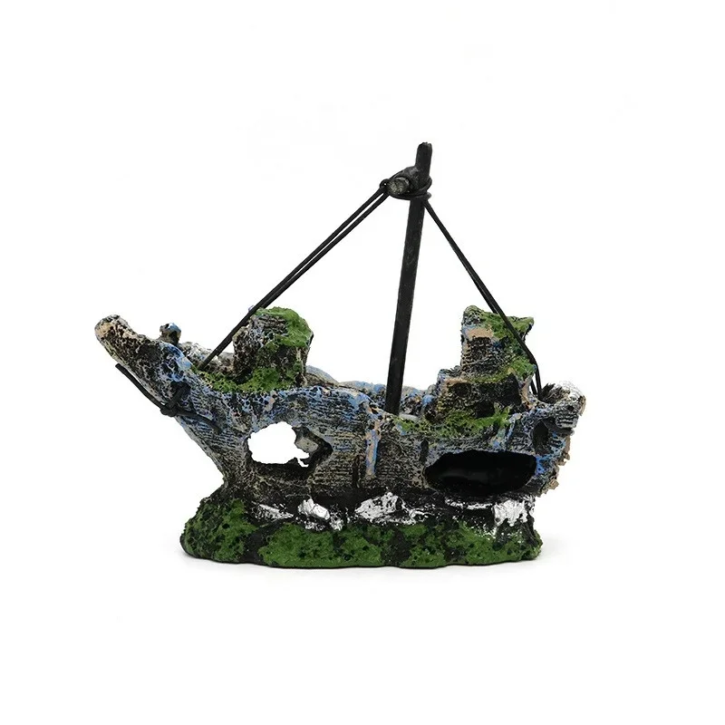 Aquarium Fish Tank Landscape Pirate Ship Wreck Ship Decor Resin Boat Ornament Aquarium Accessories Resin Carrier Decoration