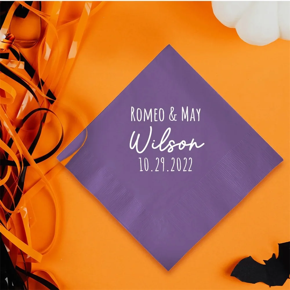 

50PCS Halloween Wedding Theme Napkins, Wedding Catering Napkins, Beverage Napkins for Weddings, Custom Paper Napkin Favors, Hall