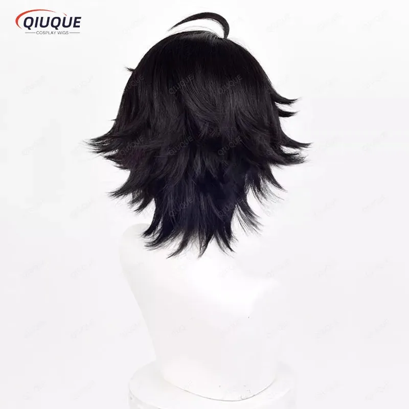 Peruka Cosplay LQProspector Norton Campbell Krótka Czarna Peruka Cosplay Anime Odporna na Ciepło Syntetyczna Peruka + Czepek pod Perukę