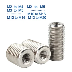 Adaptador de rosca interior y exterior, tuercas de tornillo, manguito de inserción, acoplador de tuerca convertidor M2 M3 M4 M5 M6- M12 M20 304, acero inoxidable, 2/5, Uds.