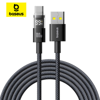 Baseus 100W USB Cable For Huawei Honor LED Display USB Cable Type C for Tablet Fast Charging Data Wire For Xiaomi 14