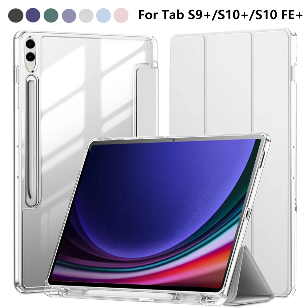 Hülle für Samsung Tab S9 Plus/S10 Plus/S10 FE Plus/S9+/S10+/S10 FE+ Hybrid-Cover mit Stifthalter, Klare Transparente Schutzhülle