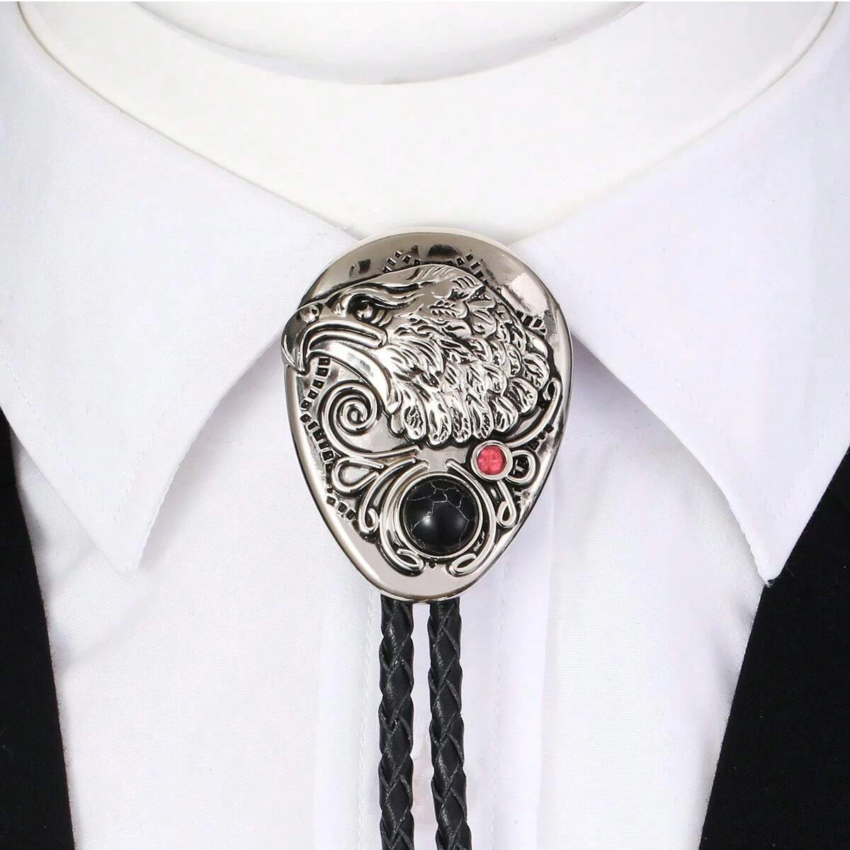 

Sue Che Men's Retro Fashion Bolo Tie Drop-shaped Eagle Head Design Trendy Accessory