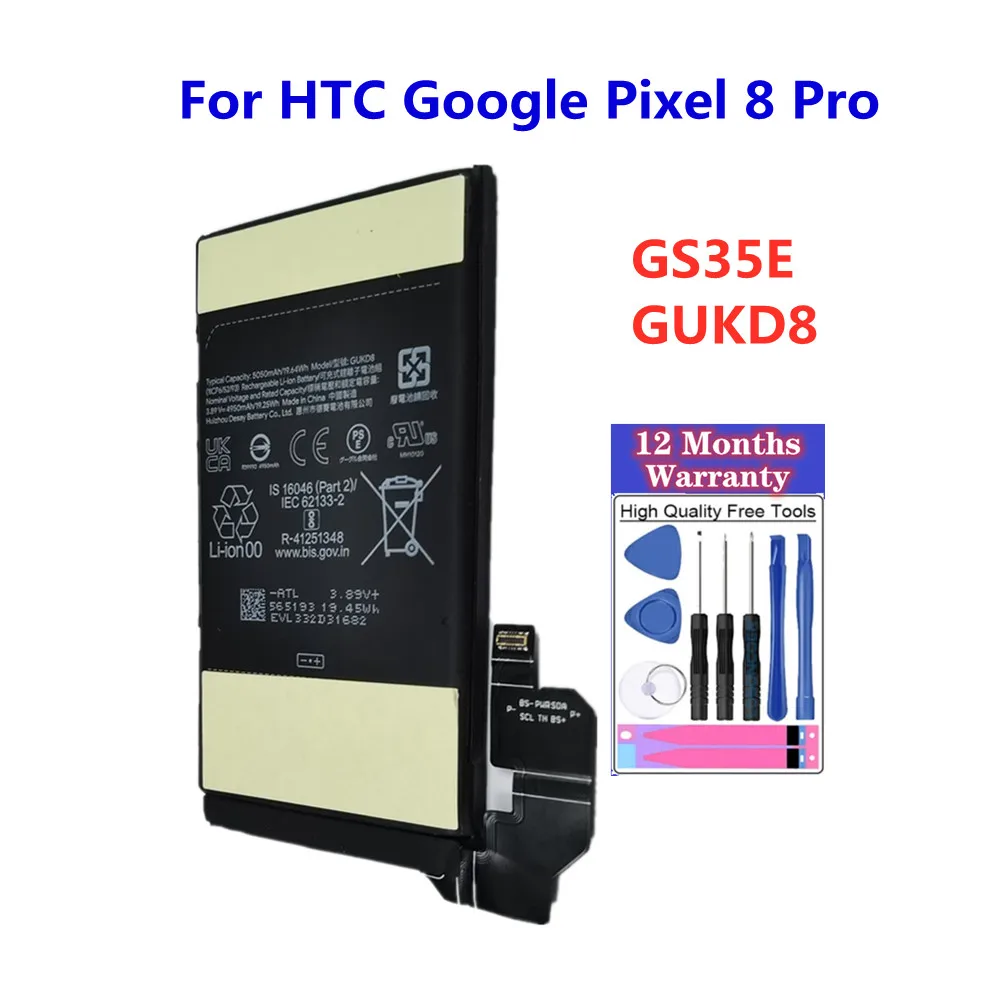 

100% новый аккумулятор GS35E GUKD8 для HTC Google Pixel 8 Pro 8Pro, аккумуляторы для телефонов + бесплатные инструменты