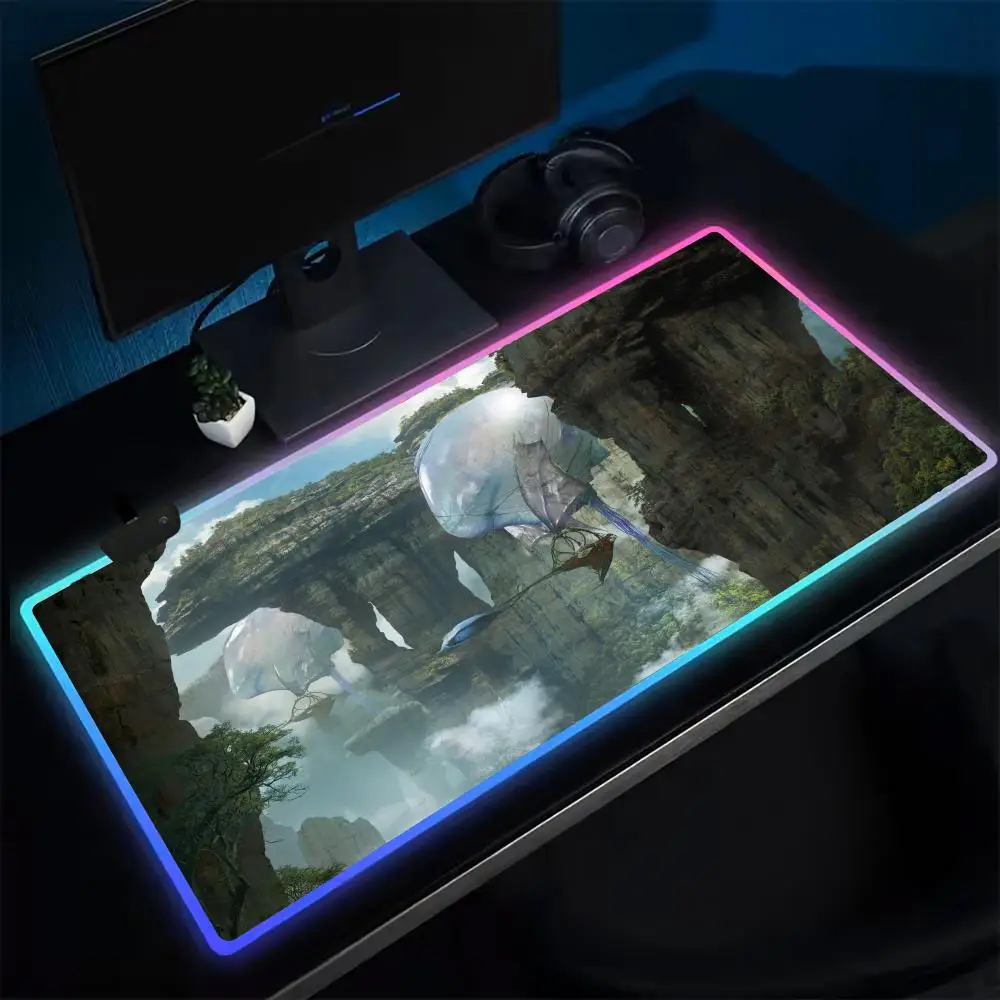 Avatar Fire Ash Mouse Pad Anime Gaming Mouse Pad LED Table Pads Backlit Rubber Desktop XXL RGB Desk Mats