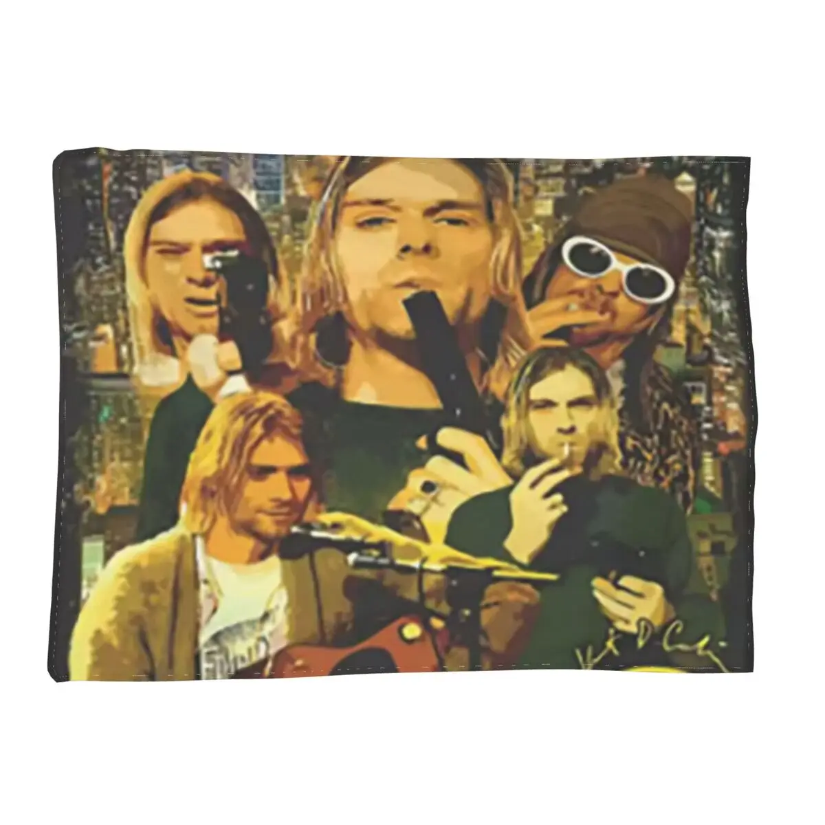 Kurt Cobain Blanket Soft Warm Flannel Throw Blanket Bedding for Bed Living room Picnic Travel Home Couch