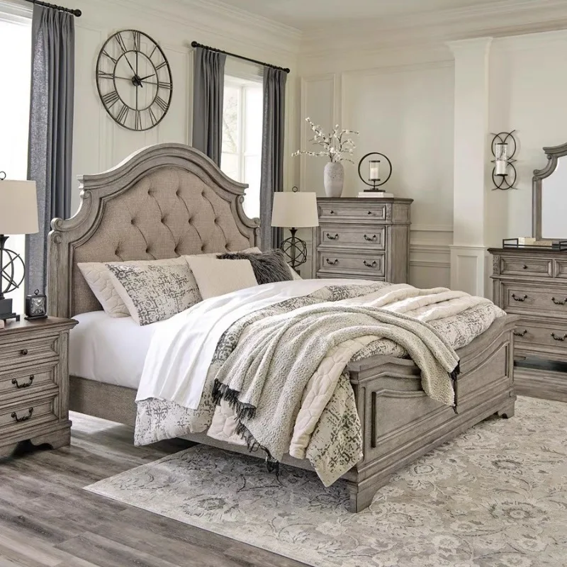 

North American rural solid wood bed French retro 1.8 meters master bedroom double bed wedding bed 1.5 meters simple and old