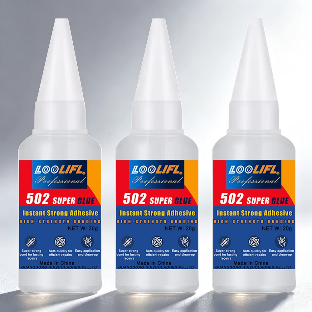 Image of Loolifl 502 Superkleber, sofortiger, starker Klebstoff, schnell trocknender Präzisionsdüsenkleber für Metall, Kunststoff, Gummi, Holz, Keramik, DIY-Reparatur