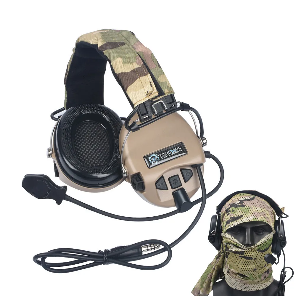 MSA Tactical Headset Sordin Headphones Airsoft Hunting Shooting Communication Headset NO Noise Reduction 7.0 Plug WADSN