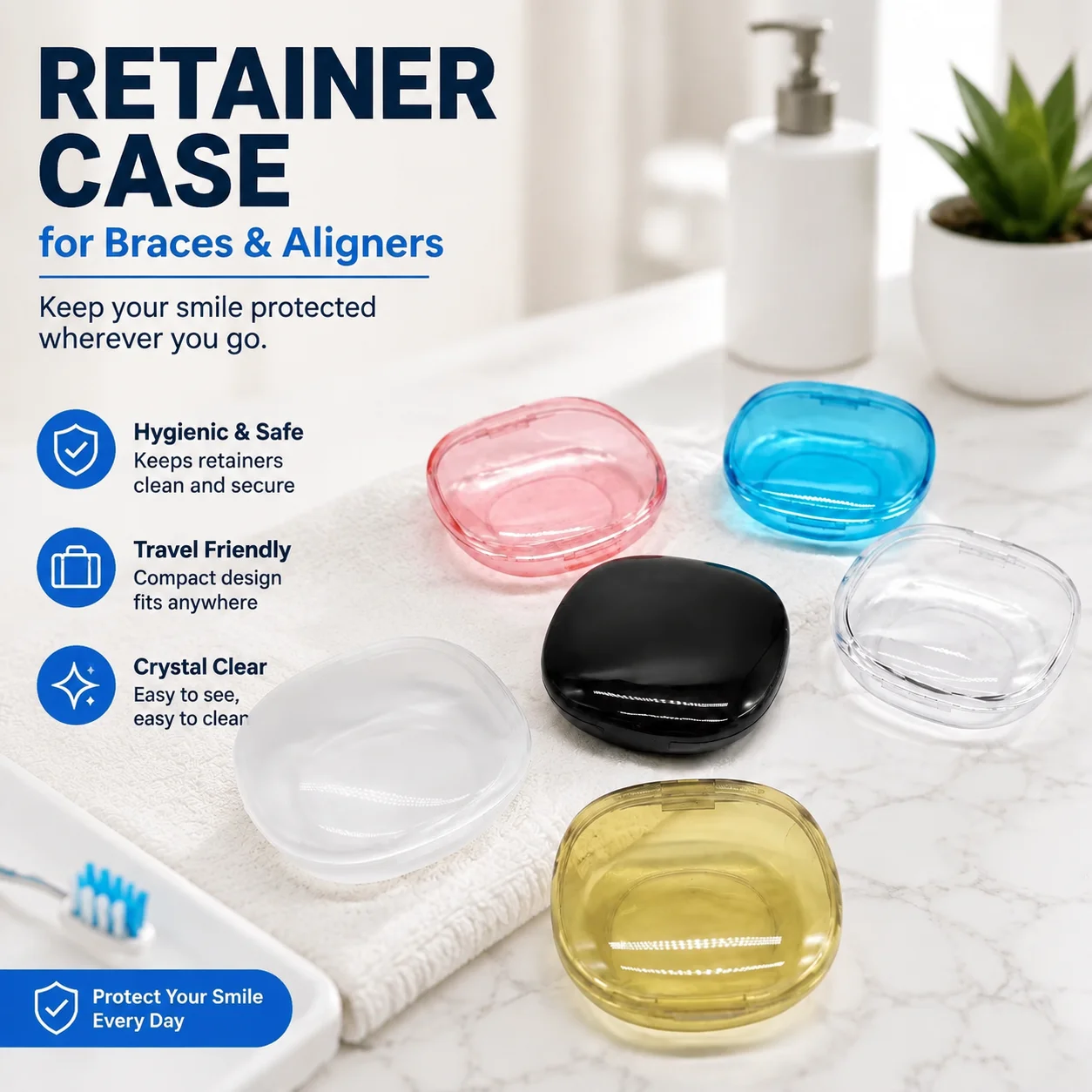 Retainer Case for Braces Aligner Box Clear Transparent Dental Mouthguard Storage Container Travel Accessory