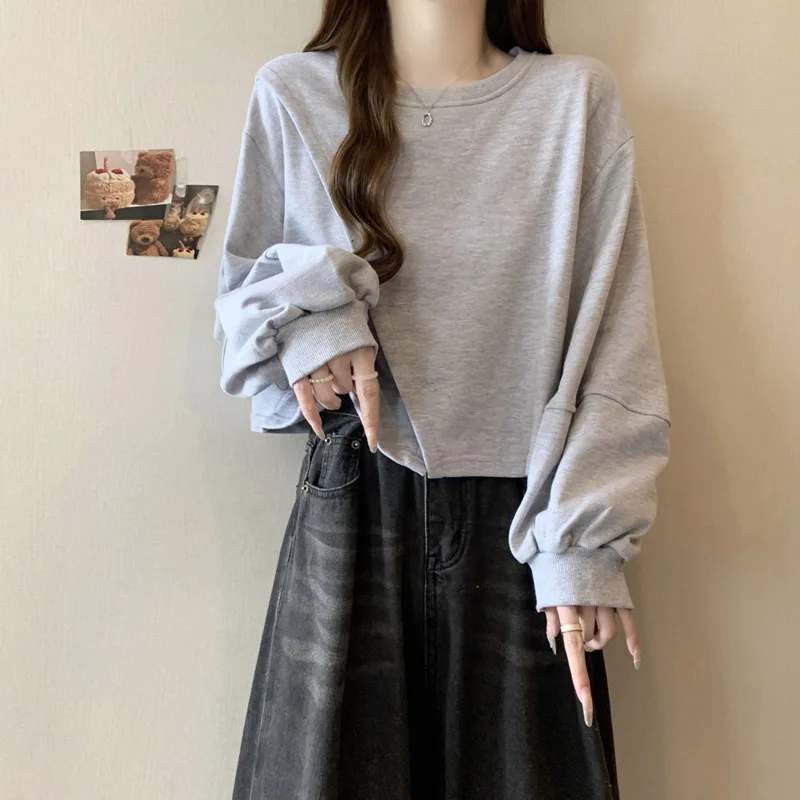 بلوزات نسائية مقصوصة Y2K Polerones لطيف Crewneck Graphical Kawaii Layer الكورية كل مباراة اليابانية الرجعية أسهل مباراة #2