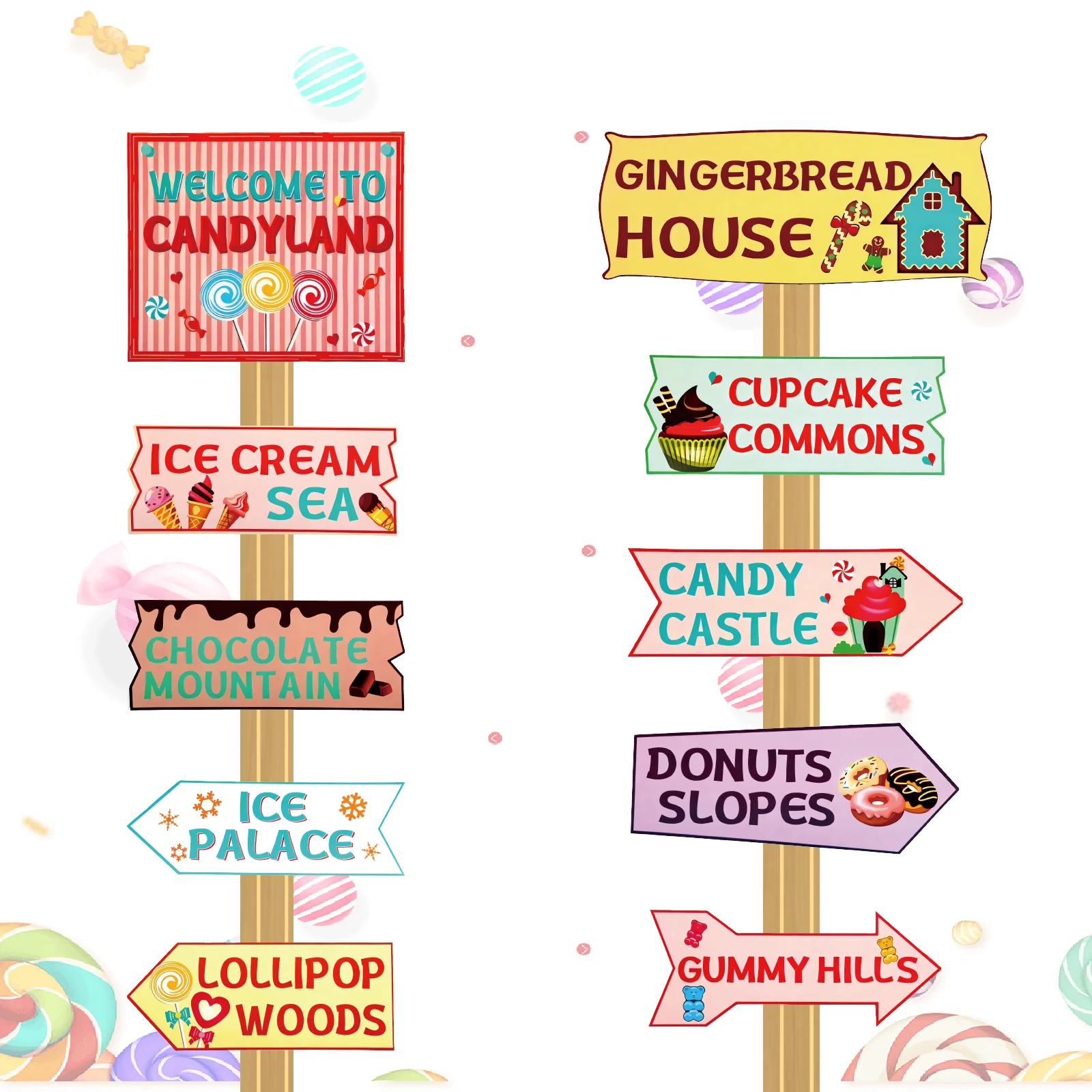 20 Pieces Candyland Party Decorations Candy Land Party Welcome Sign Donut Party Supplies for Birthday Party Baby Shower