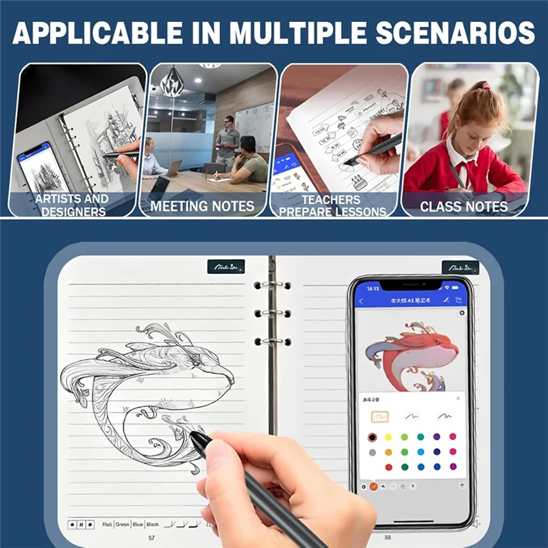 Syncify Digital Sketchbook Pro V2 A5 إعادة تعبئة الورق القابل للمسح + 5 عبوات احتياطية، قلم مزامنة ذكي متضمن