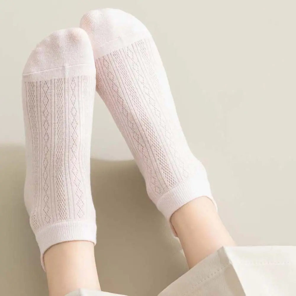 Simple Cotton Women Short Socks Mesh Anti Slip Ankle Socks Female Hosiery Elastic Boat Socks Daily