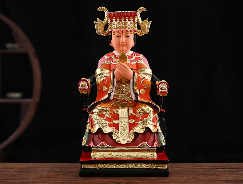 

Large Southeast Asia Home Temple Talisman Mascot Goddess of SEA Matsu MAZU WANGMU Guanyin Buddha gilding color Sculpture statue