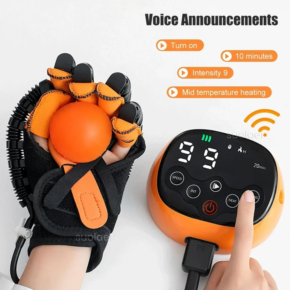 Heated Rehabilitation Robot Gloves Finger & Hand Function Workout Recovery Tool Hemiplegia Stroke Physiotherapy Training Device