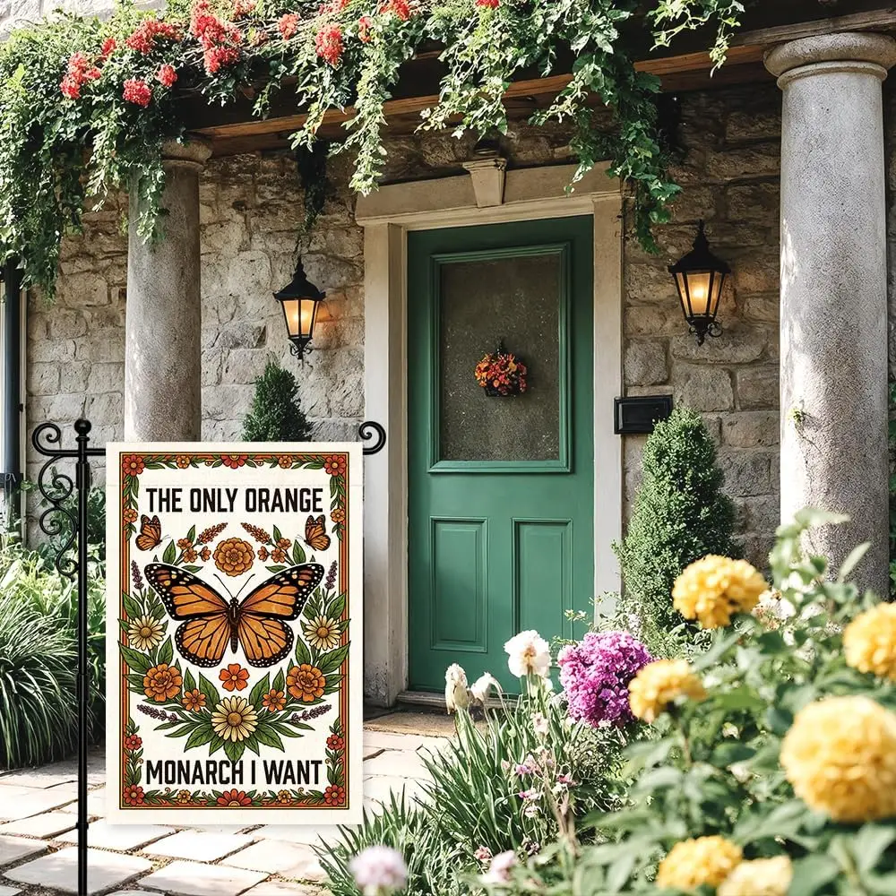 Double Sided The Only Orange Monarch I Want Garden Flag Gifts | Outdoor Farmhouse Pro Democracy Anti Monarchy Flag, Funny Fl uui