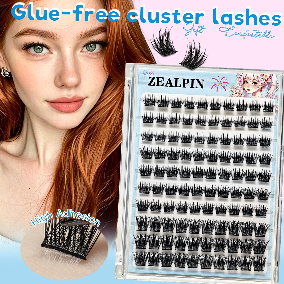 Manga Comic Fluffy Lash Clusters, 10 Rows Segmented DIY Lashes, Perfectly Sculpts Eye Contour, Presents Soft Layered Texture
