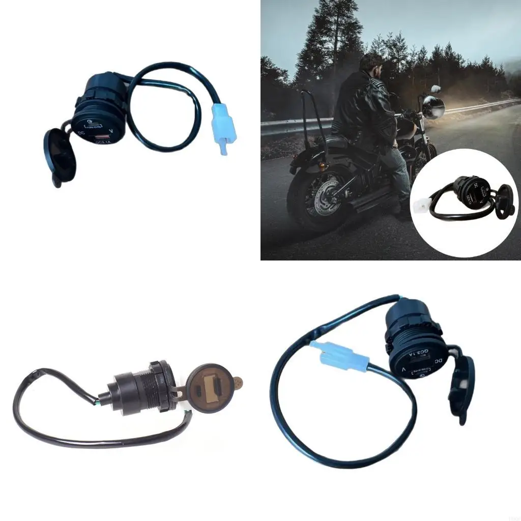 Shockproof Motorcycle USB Chargers 2 Port Fast Charging Outlet with Voltmeter New