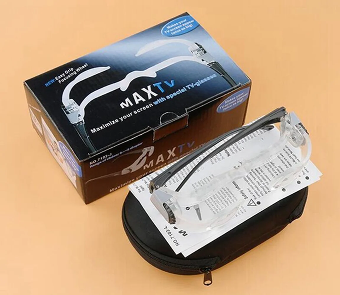 MaxTV Binocular Magnifier TV Screen Glasses Magnifying Glass for Low Vision Aids Parents Birthday Chirstmas Gift