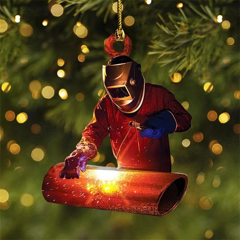 

Christmas Welder Acrylic Flat Pendant Room Decor DIY Christmas Tree Keychain Schoolbag Hanging Decoration Gifts New Year 2025