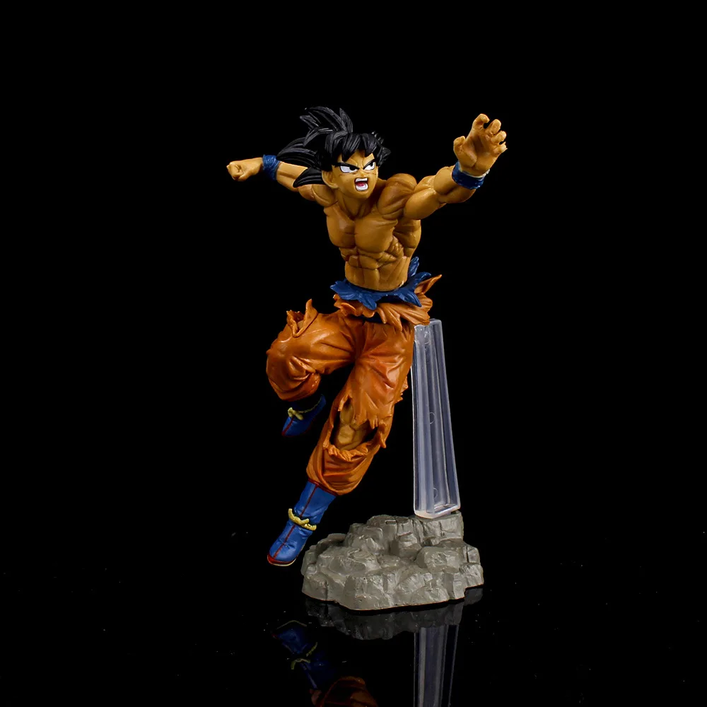 23cm Cartoon Dragon Ball Z Figure Goku Battle Damage Edition PVC Desktop Decoration Model Kids Toys Ornament Accessories Gifts