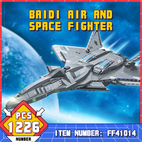 FF41014 South Gate Plan White Emperor Sky Fighter Technical Bricks Toys Moc Creative Aerospace Aircraft Enthusiasts Collect Gift