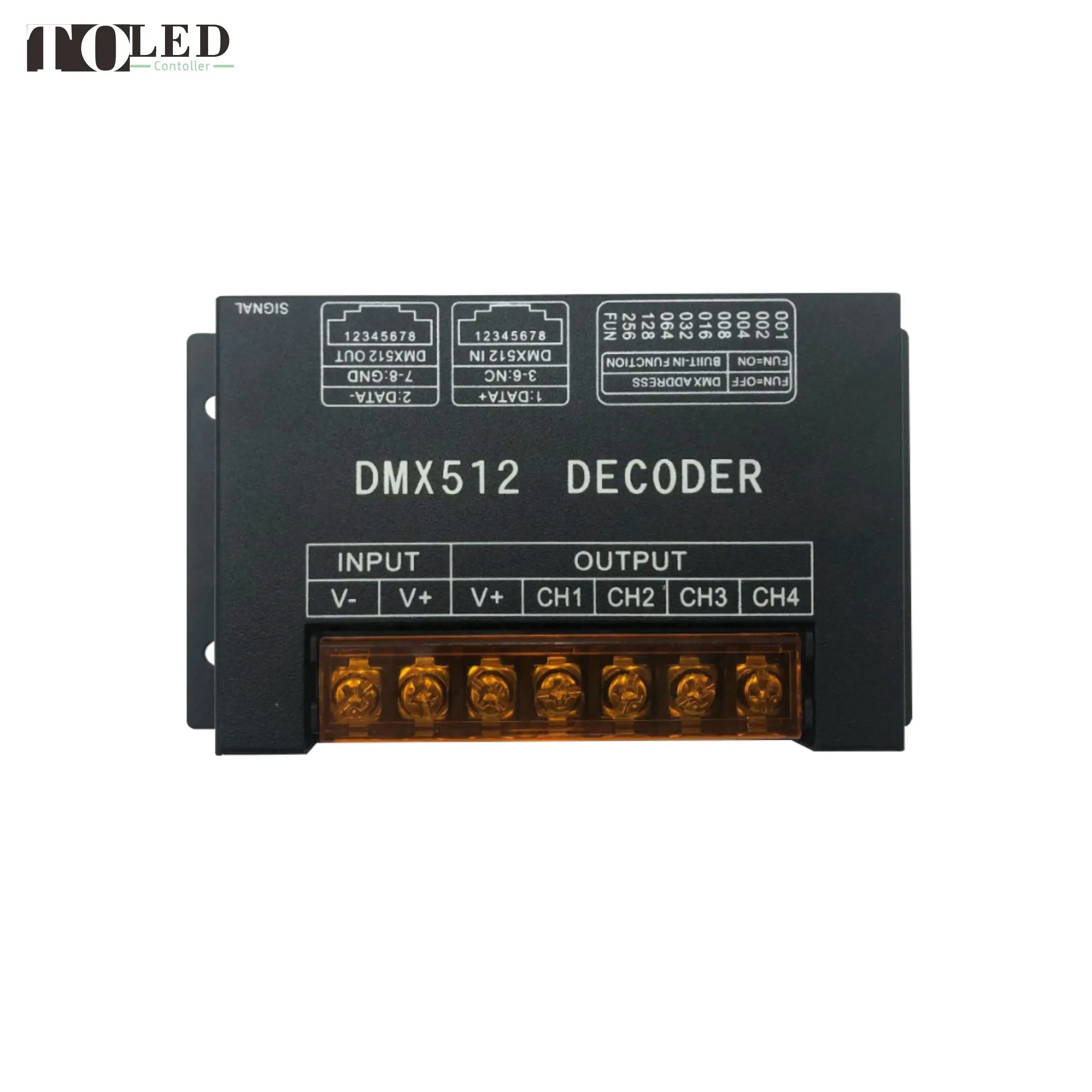 New DC12-24V 24A 576W LED DMX512 Decoder RGBW LED Lighting Controller DMX512 4-Channel Terminal Connection