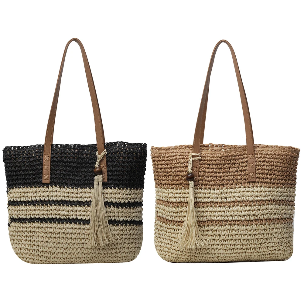 

Women Straw Woven Tote Bag Summer Beach Bags Large Capacity Fashion Woven Handbag Weaving Shoulder Bag for Travel Vacation